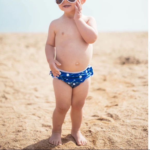 Beau & Belle diaper cover Baby Cloth Swim Diaper Blue Green Arrows Adjusts - Picture 12 of 12